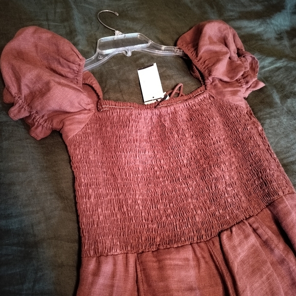 Faithful the Brand 100% Linen Smocked Coquette Princess Orange Jumpsuit NWT 10 - Picture 9 of 14